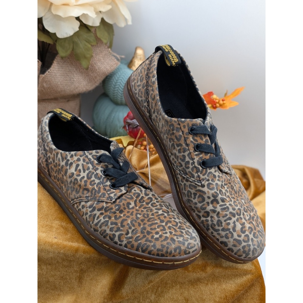Dr. Martens Aldgate Leopard Print Canvas Oxford Shoes Womens Size 8 AW004